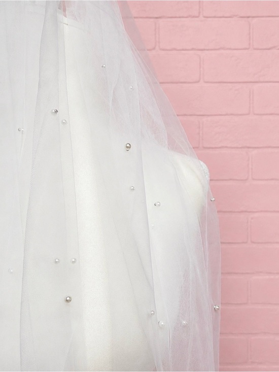 Elegant Pearl Embellished 60” Length Wedding Veil main image 4